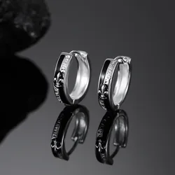 1 Pairs of Earrings Stainless Steel Multiple Black Simple Ear Studs for Men Women Punk Style CZ Round Earring Fashion Jewelry