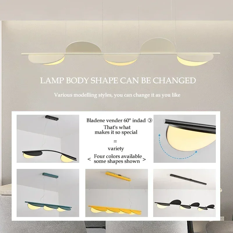 Moderne hanglamp eenvoudige salon lange bladstrip led-lamp kroonluchters eetkamer woonkamer keuken eiland studie verlichtingsarmaturen