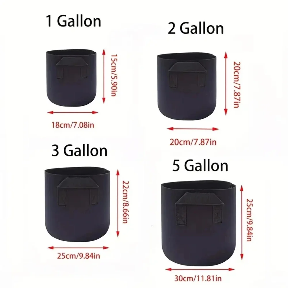 Vegetable/Flower/Plant Grow Bags 1/2/3/5/ Gallon Thickened Non-Woven Grow Bags Aeration Fabric Pots with Handles Flower Pot ﻿