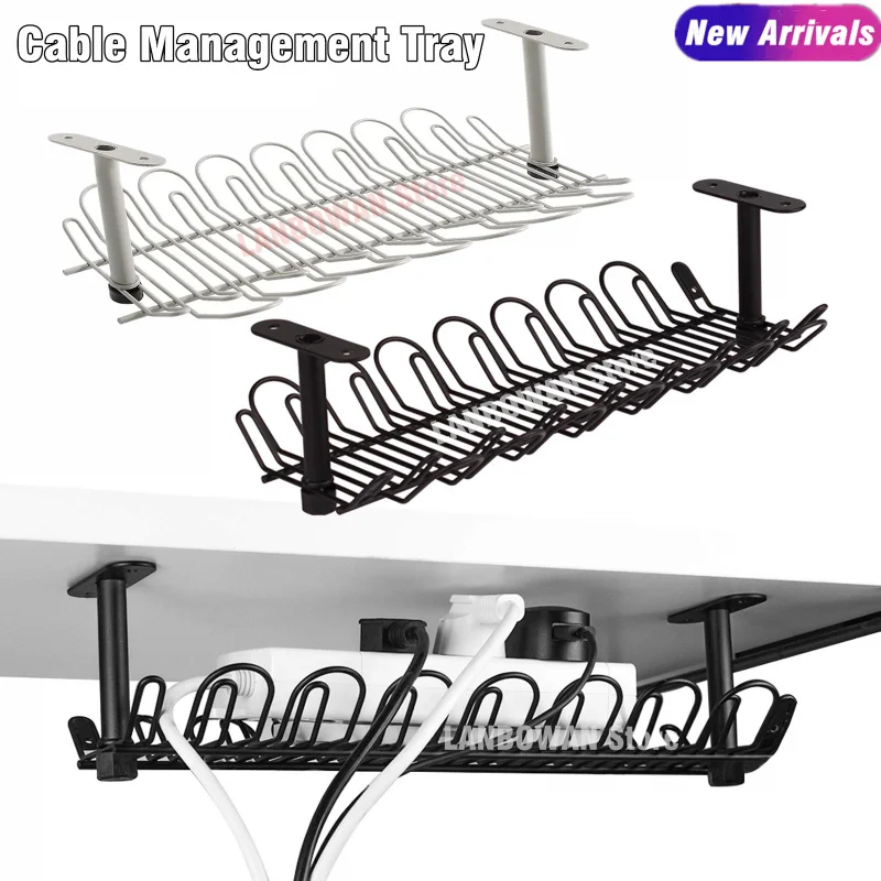 Home Organizer Under Table Storage Rack Cable Holder Storage Tray Wire Cord Power Strip Adapter Organizer Shelf Storage Basket