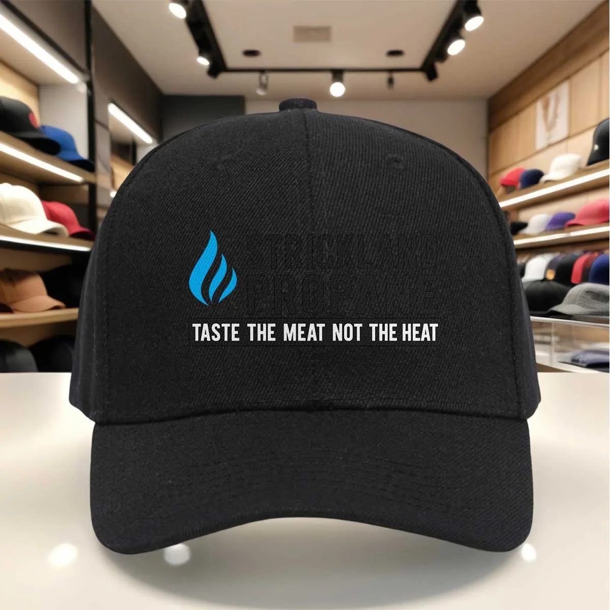 Strickland Propane Taste The Meat Not The Heat Ed Baseball Cap, Classic Structured Design, Adjustable Snapback Hat for Grilling