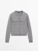 MD Women's Fashion New French Simple Solid Color Casual Knit Cardigan Long Sleeve O Neck With Pocket Short Jacket