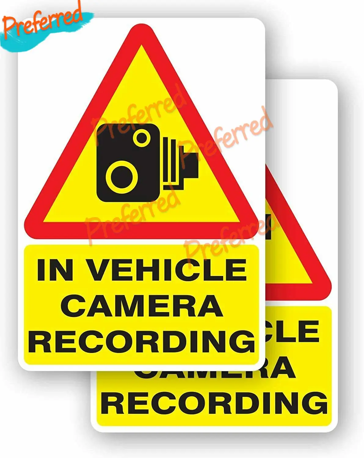 2 X In Vehicle Camera Recording Vinyl Sticker 100x70mm Car Van Taxi Dash Cam