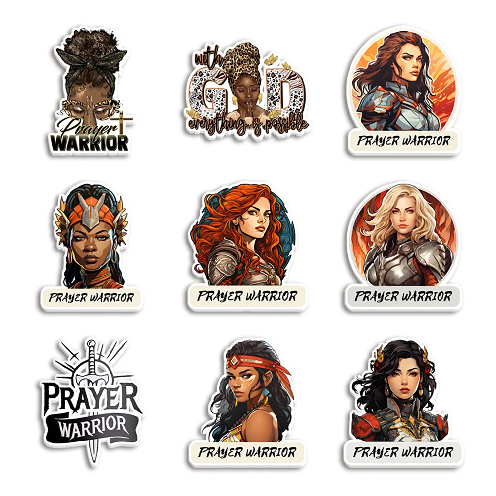 Praying Warrior Woman W Resin Planar Transparent Glitter Acrylic Flatback for Bracelet Pendant Brooch Phone Case Decoration