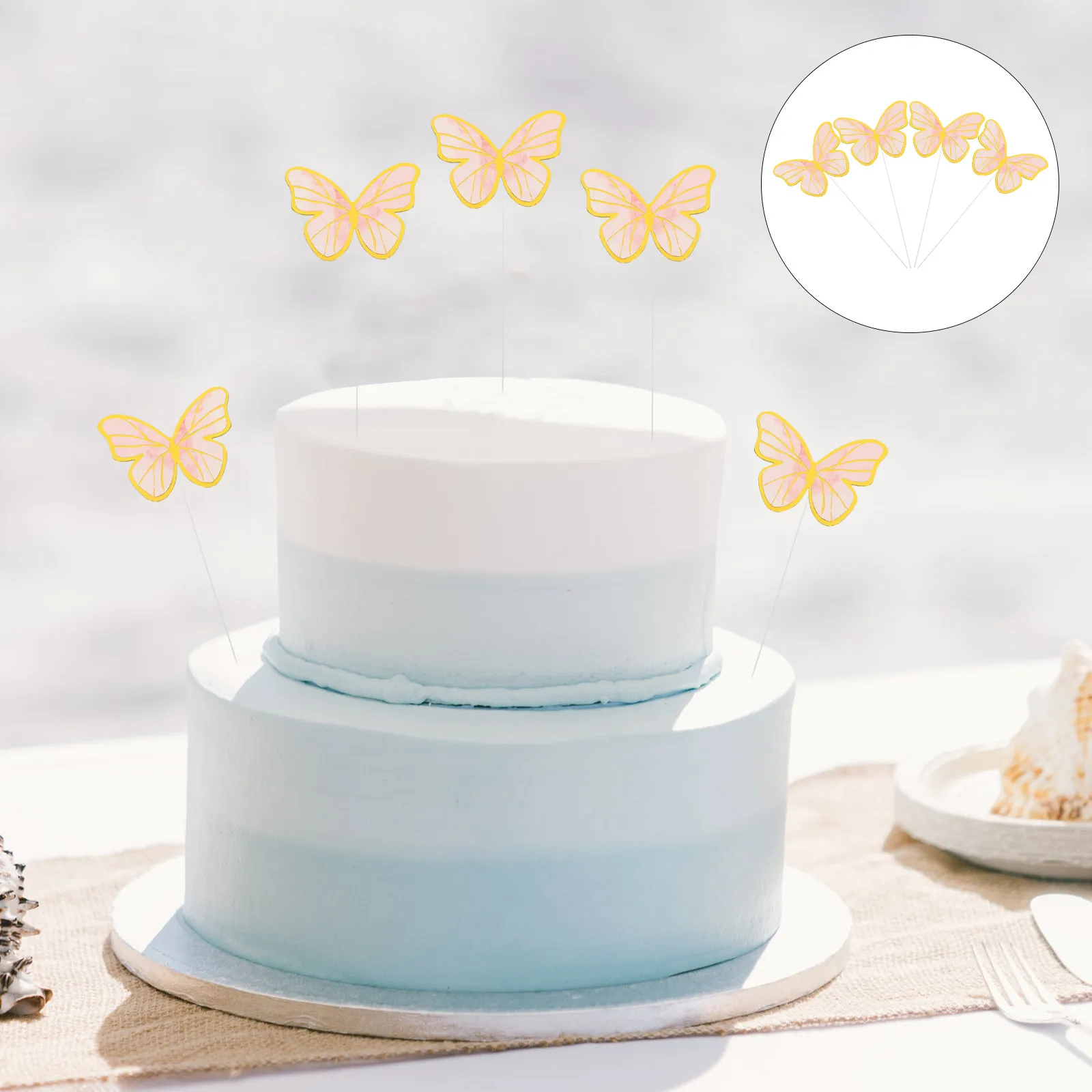 10Sets Butterfly Cupcake Topper Premium Food-Grade Paper Cake Decor Adorable Exquisite Delicate Party Decoration Photo Prop Cake