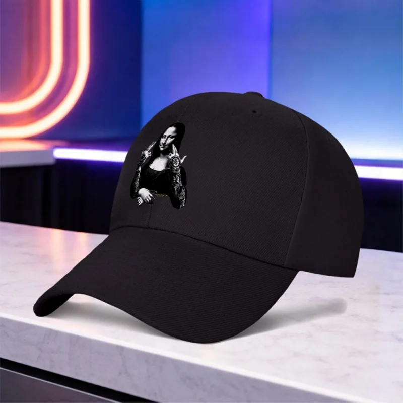 Mona Lisa Minimalist Tattoo Baseball Cap Unisex Lightweight for Outdoor Sports Weddings Parties Festivals Daily Wear