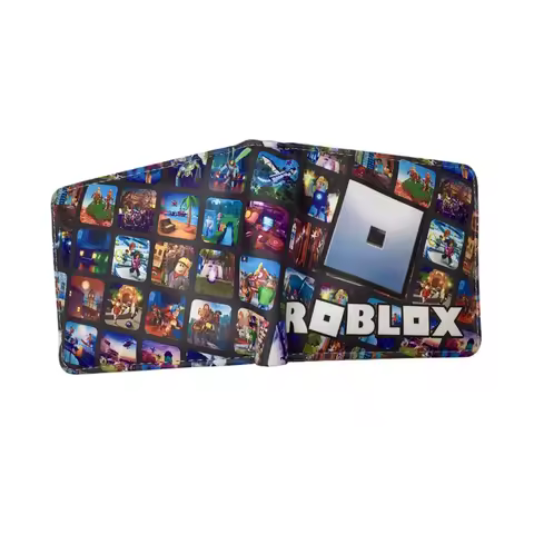 Game Roblox Cartoon Cartoon Print PU Leather Wallet Large-Capacity Half-Fold Coin Purse Storage Bag Students Birthday Gifts