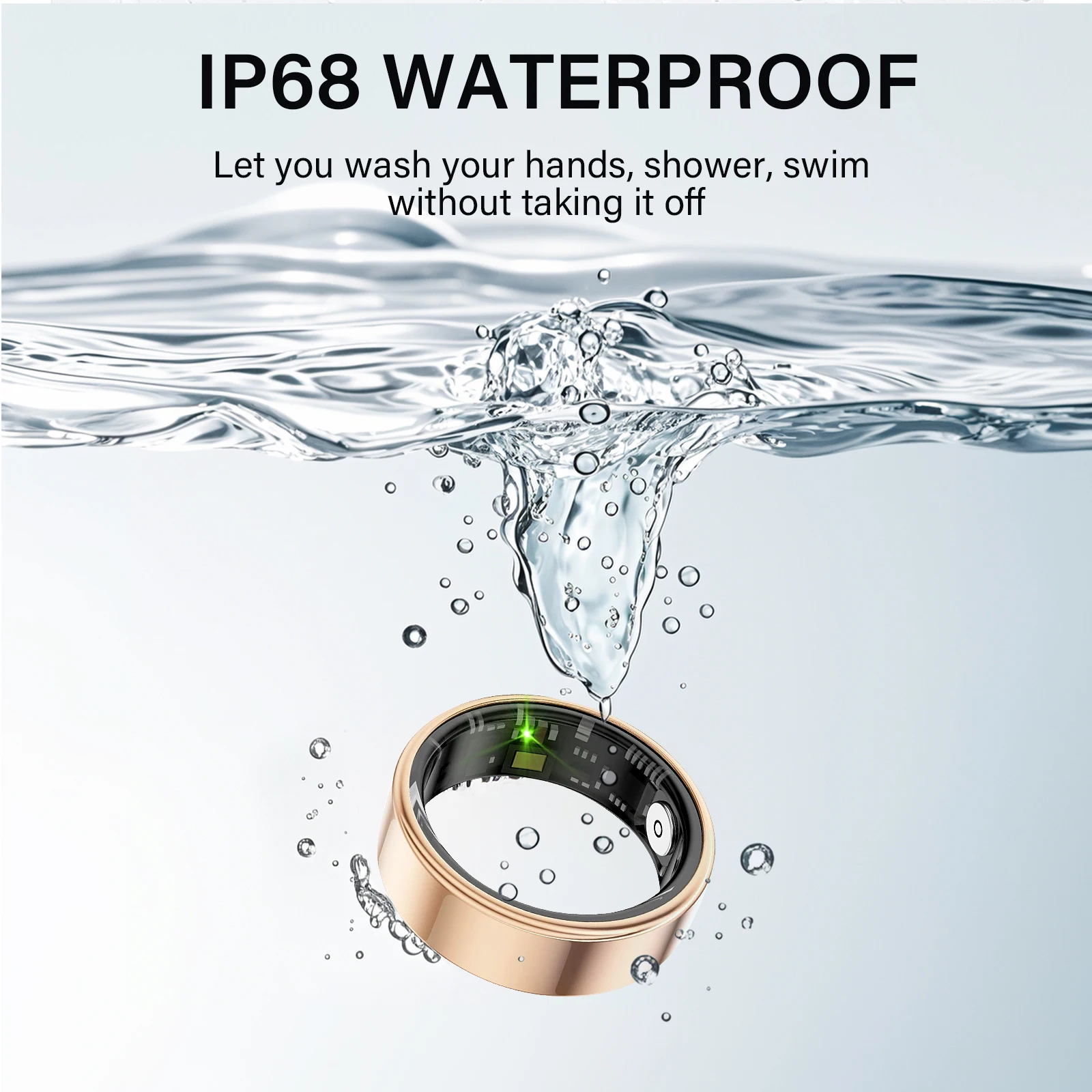 Smart Health Ring for Women Men with Heart Rate Blood Oxygen Sleep Monitor Steps,Calories No Subscription Fee IP68 Waterproof