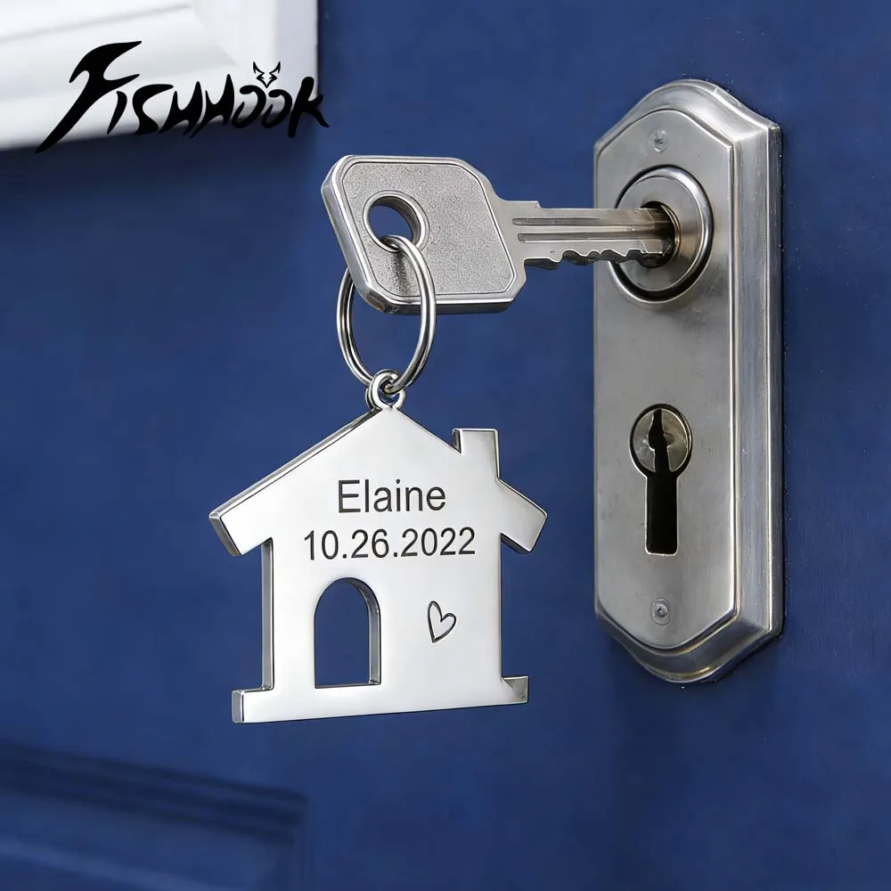 Family Personalized House Keychain Name Custom First Home Key Chain Gift For Men Women Couple Father Stainless Steel Jewelry