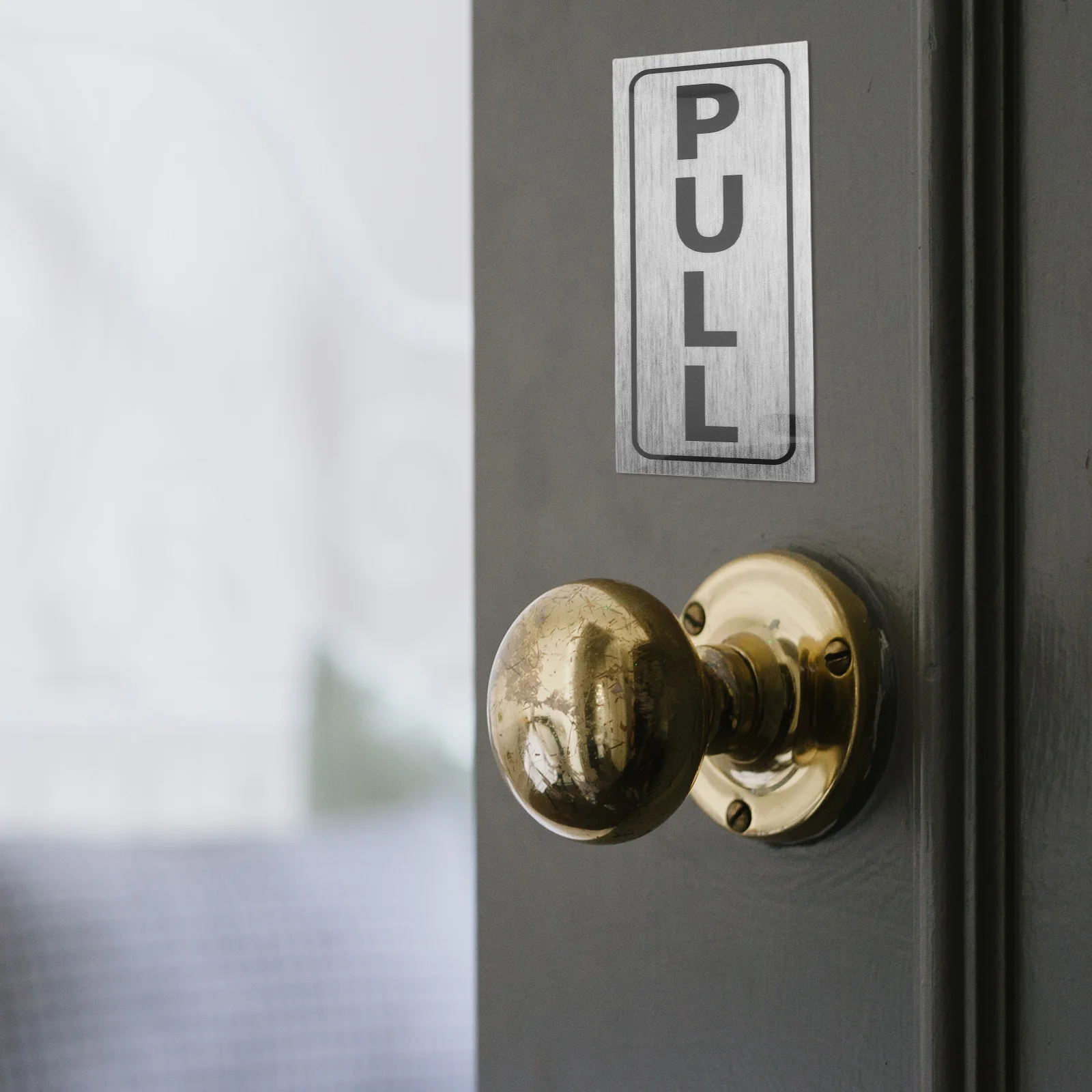 

2pcs Pull Push Door Signs for Sliding Doors Clear Labels Easy Installation Adhesive Backing Office School Restaurant Hospital