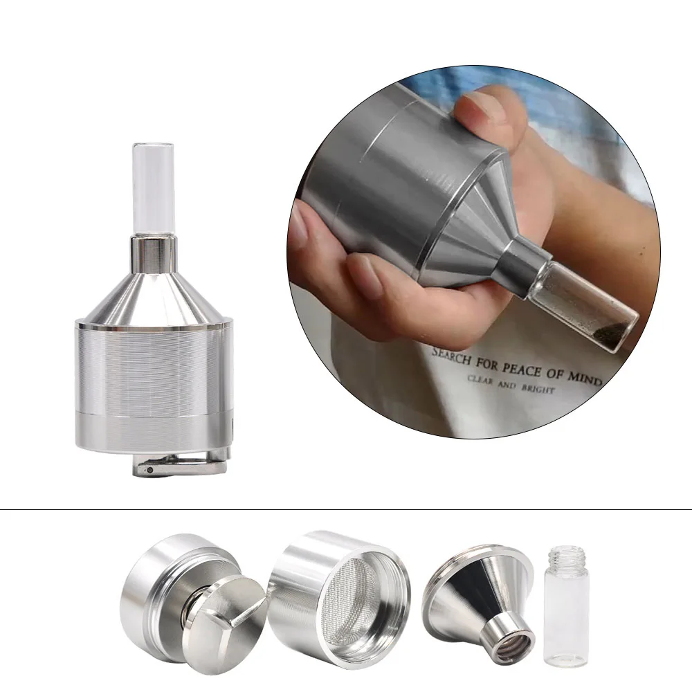 56mm hand Grinder Diameter with filler Tobacco Herb Crusher Storage aluminum Grinders Smoke Pipe Cigarette Accessories