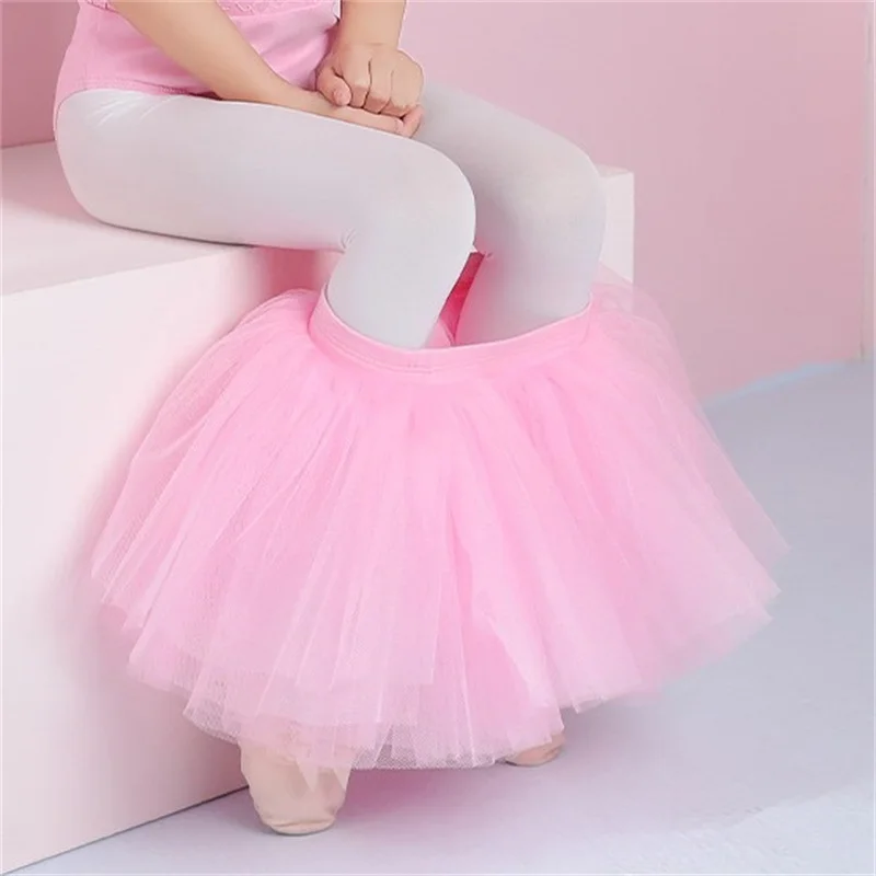 Atacado barato de alta qualidade 4 camadas crianças meninas dança saias tule rosa branco criança ballet tutu saias