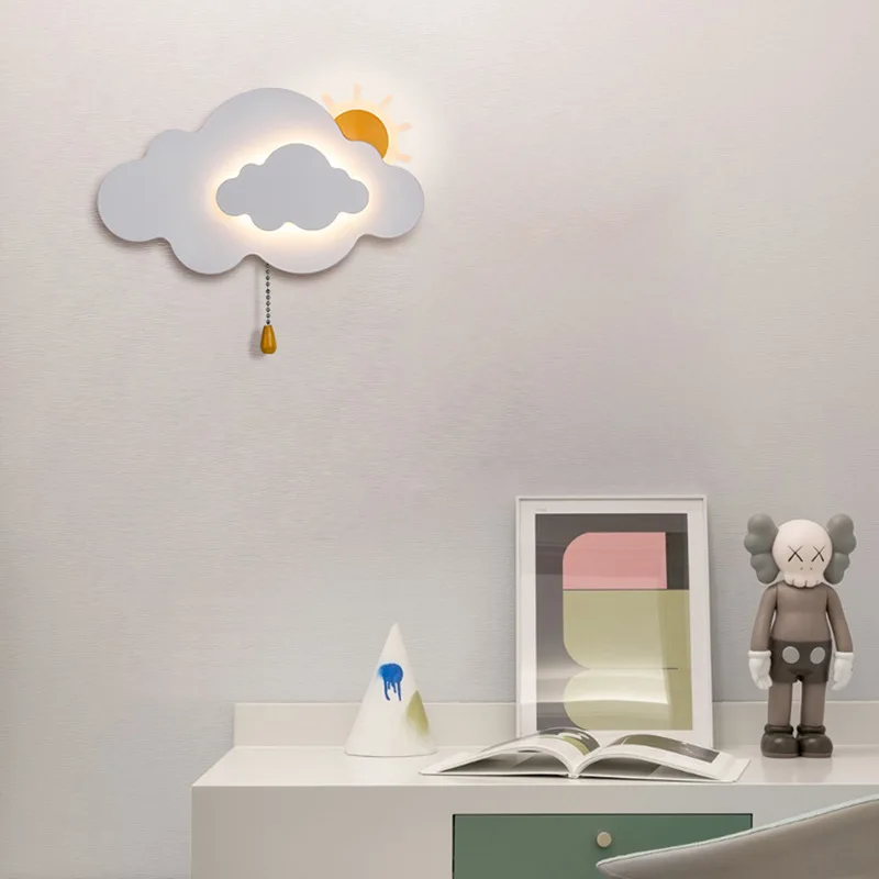 Children's Bedroom Wall Lamps Sun Cloud Night Light LED Modern Minimalist Baby Room Boy Girl Room Decor Bedside Wall Lights