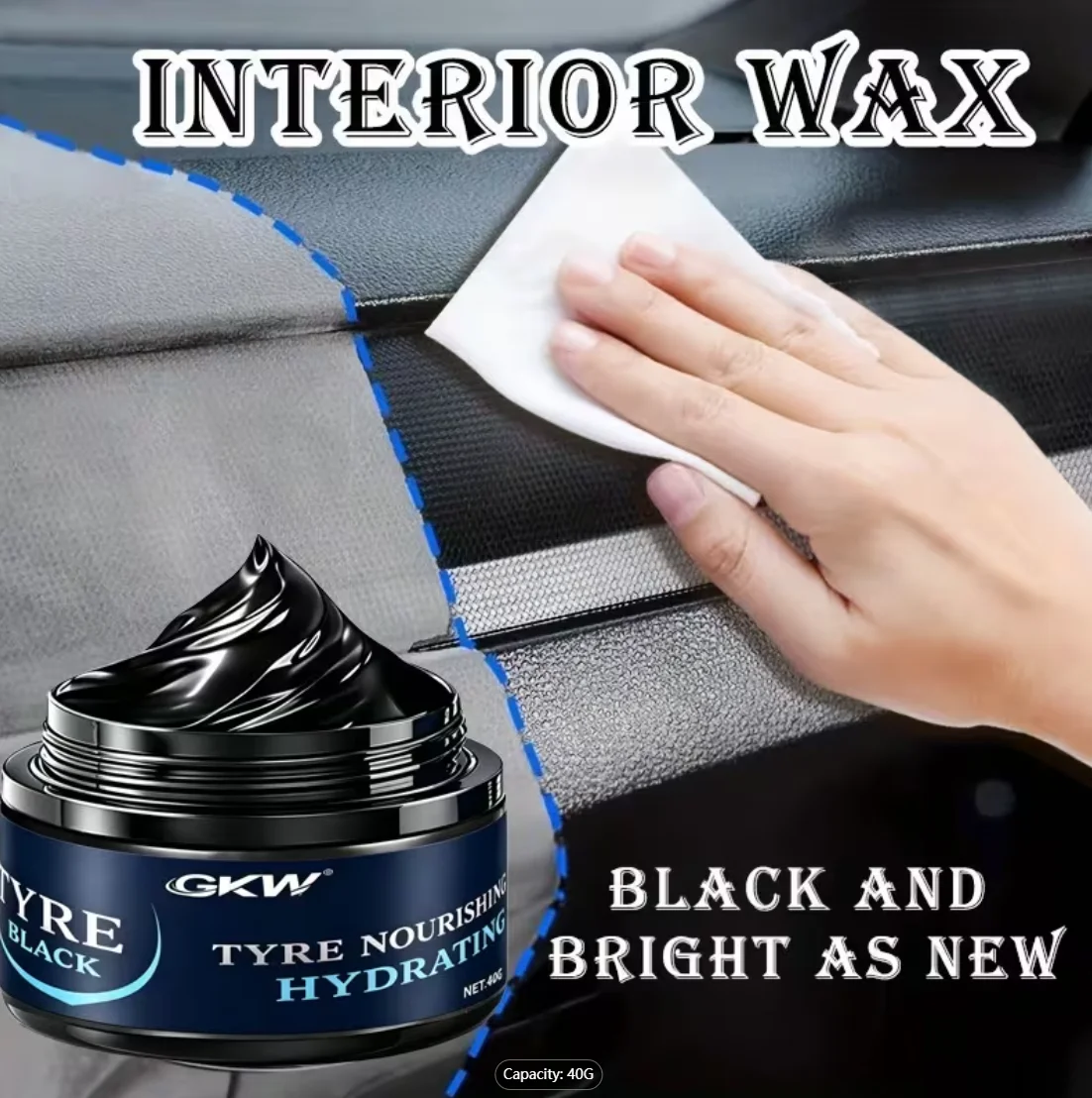 Car Tire Shine Wax & Brightener, Waterproof Dressing for Tires & Plastic Parts, Premium Polish, Long-lasting Anti-Dust Shield