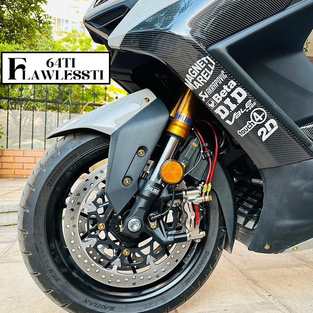 FLAWLESSTI Gr5 Titanium Bolt Windshield Handle Bar Mirror Lever Front Fork Fender Bolt For Yamaha Tmax 560 530 2015-2024