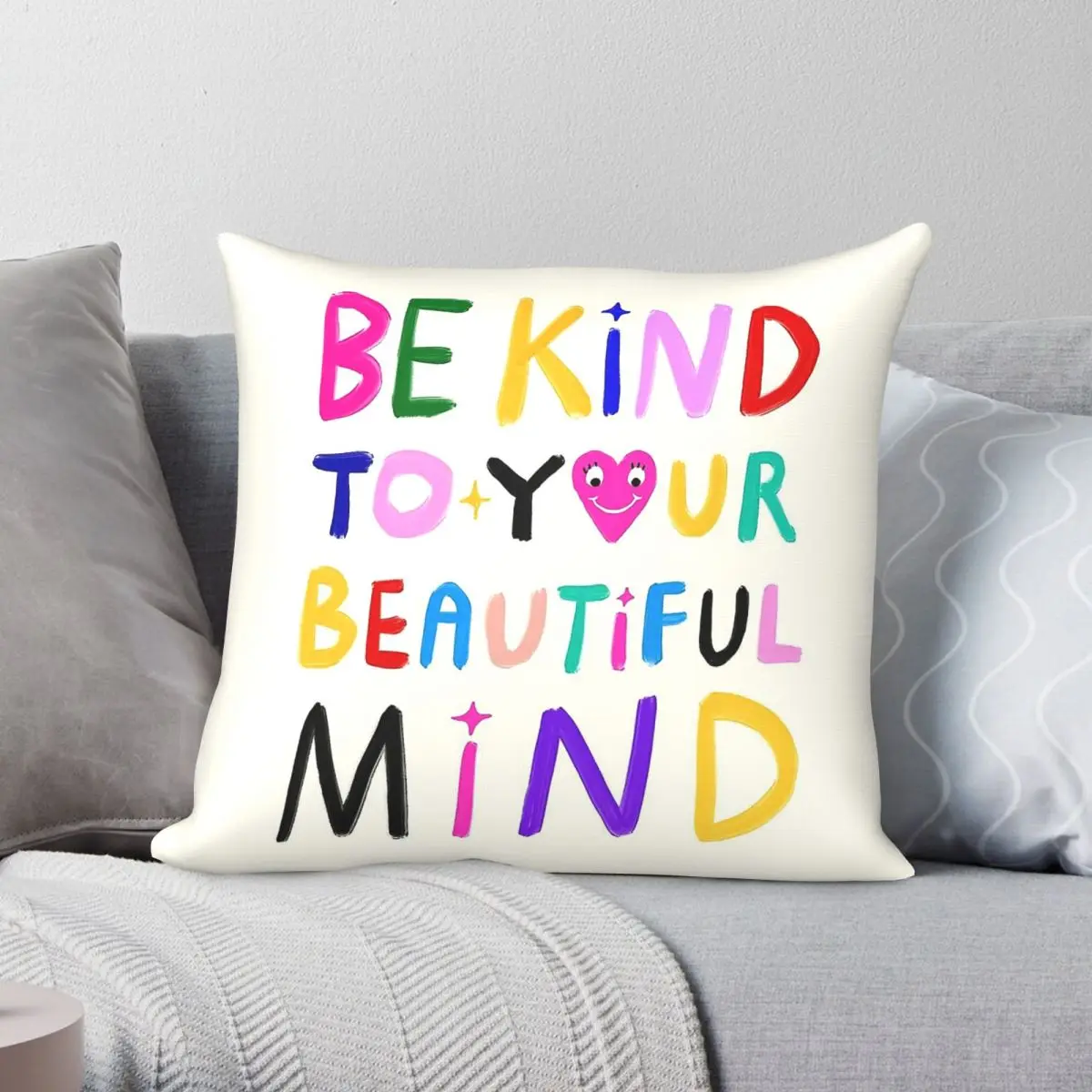 Be Kind To Your Beautiful Mind Pillowcase Polyester Linen Velvet Printed Zip Decor Pillow Case Home Cushion Cover