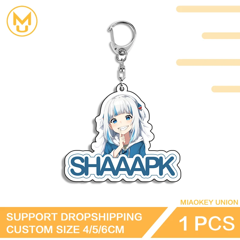 Lovely Gawr Gura Vtuber Attractive Double Sided Key Chains Interesting Daily Wear Backpack Decor Collection Toys Hobbies