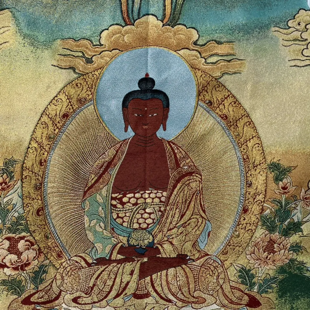 35"Thangka Embroidery Tibetan Buddhism silk Embroidery Shakyamuni Medicine Buddha worship buddha