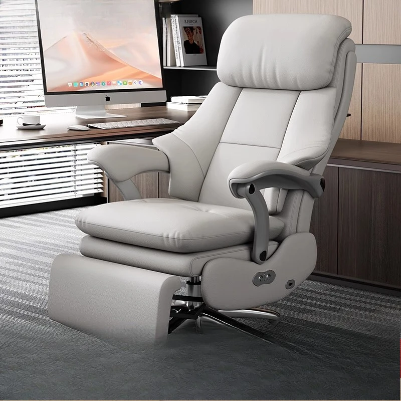 Elektrischer Massage-Chefstuhl, Computerstuhl aus Leder, bequemes Sitzbüro, Rückenlehne, Liegesofa