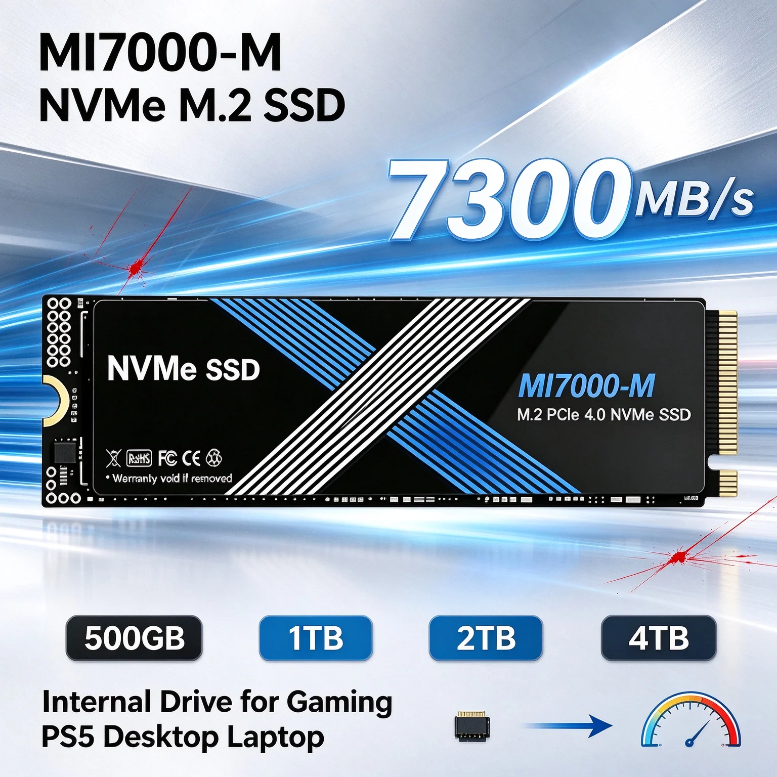 MI7000M M2 NVMe PCIe4 SSD 7300MB/s Gaming Office PC Laptop 500GB 1TB 2TB 4TB Internal Solid State Drive High Speed SSD Gen4 Hot