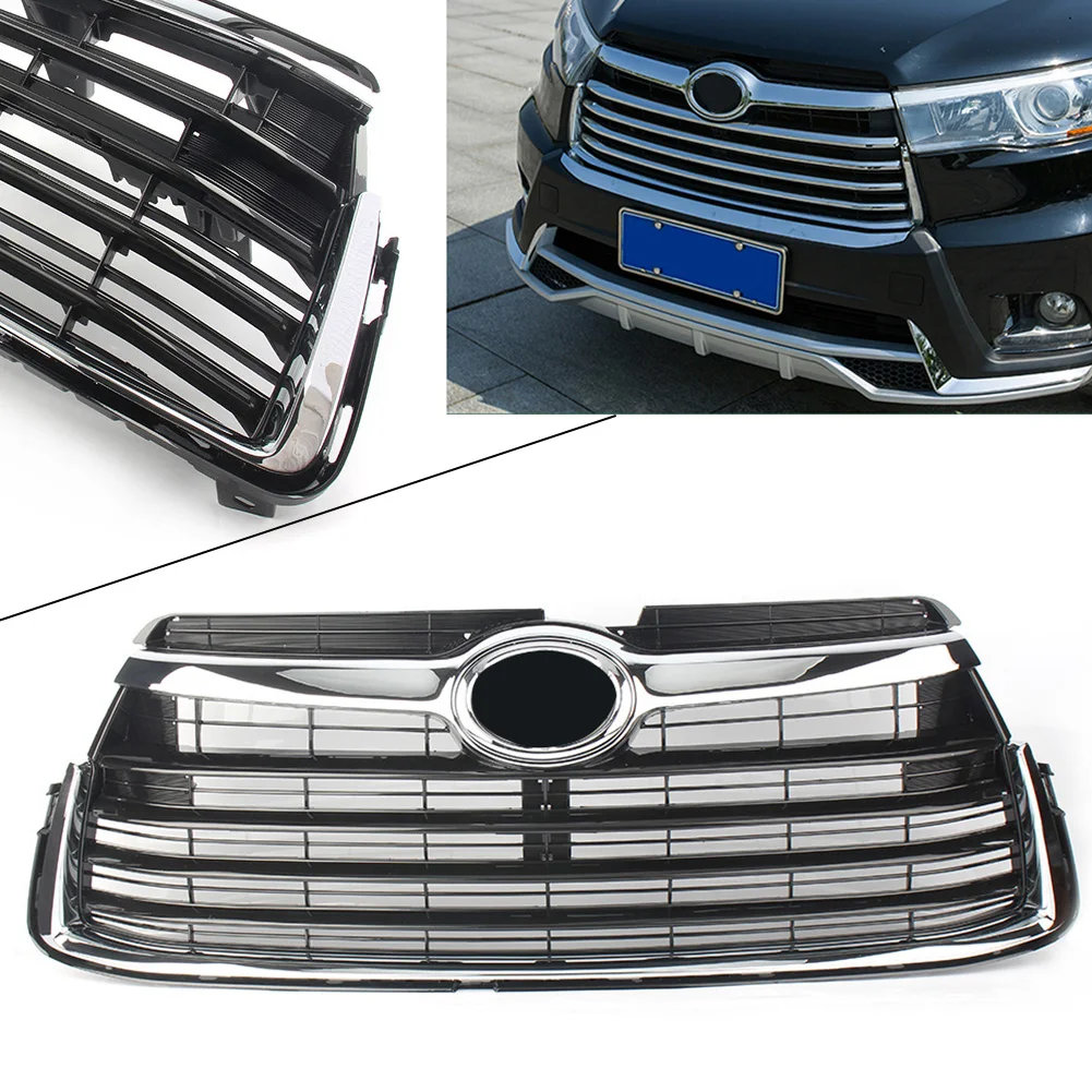 For Toyota Highlander 2014 2015 2016 Car ABS Front Upper Grille Hood Mesh Grill