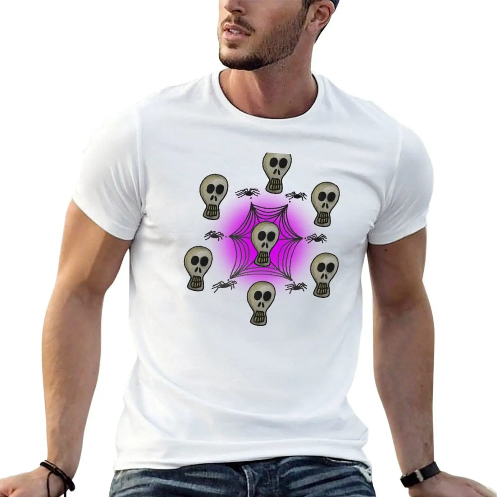 skull with web_purple T-Shirt summer 2026 graphic t shirt vintage men graphic t shirts