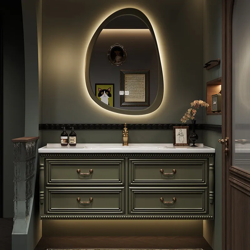 Retro Decor Bathroom Storage Cabinet Oak Drawers Modern Home Bathroom Storage Cabinet Solid Wood Meuble De Rangement Furniture