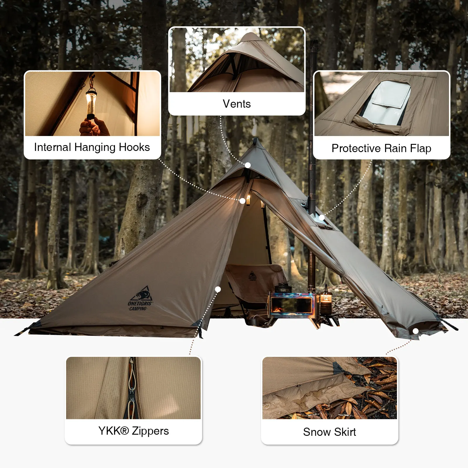 OneTigris APEX Trail tienda piramidal impermeable impermeable 1-2 personas - imagen 3