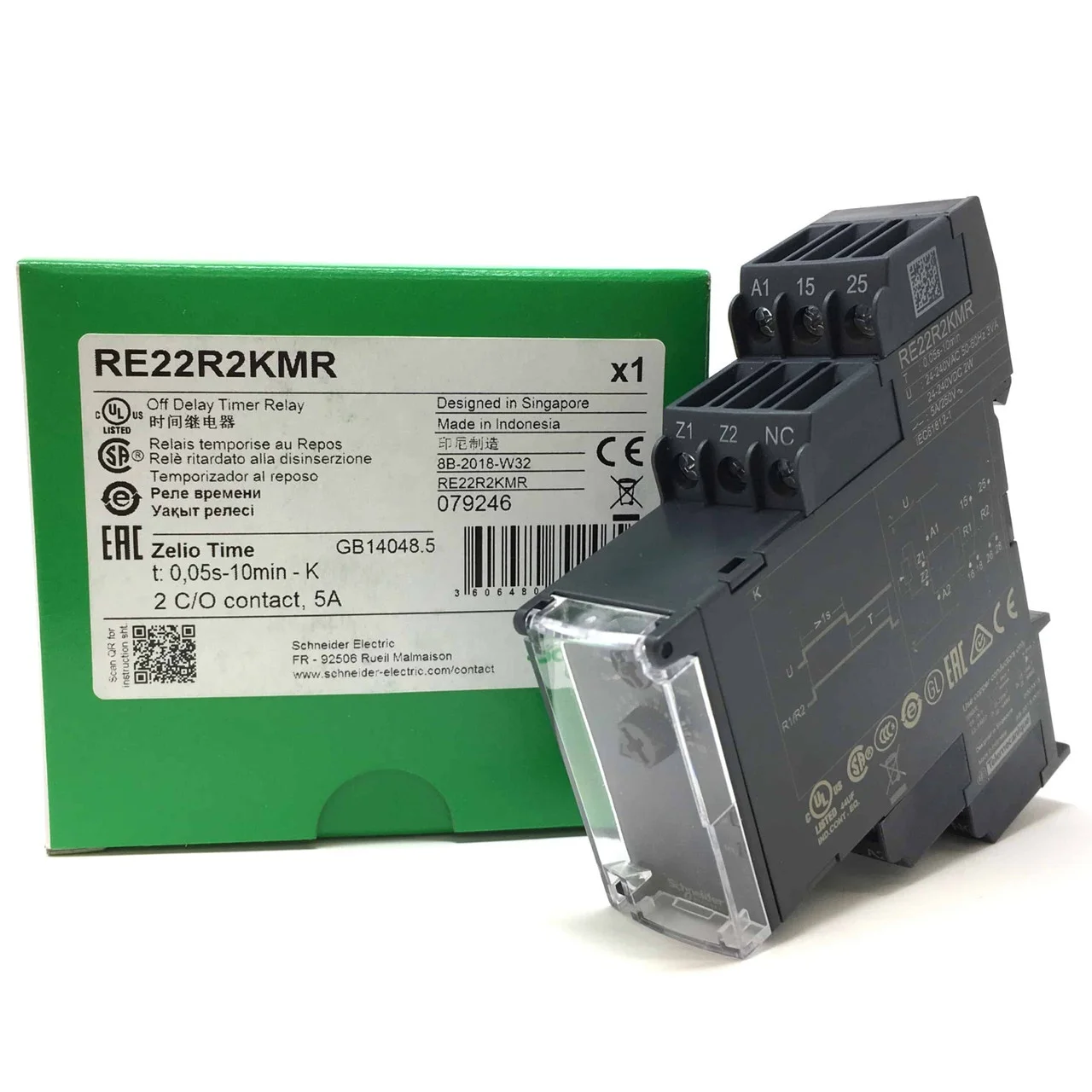

Однофункциональное реле RE22R2KMR, Реле таймера Harmony, 5A, 2CO, 0,05sâ/.со ¦ 10 минут, задержка при электроэнергии, 24...240 В переменного тока постоянного тока