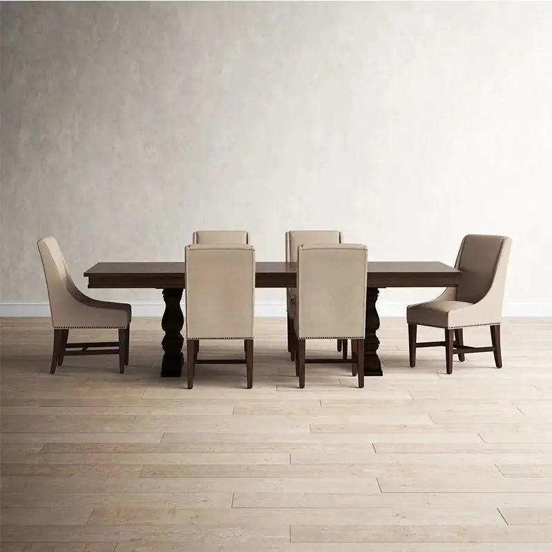 Tavolo da pranzo retrò interamente in legno massello, tavolo da pranzo americano di lusso leggero, tavola in legno, tavolo da negoziazione, rettangolare medievale