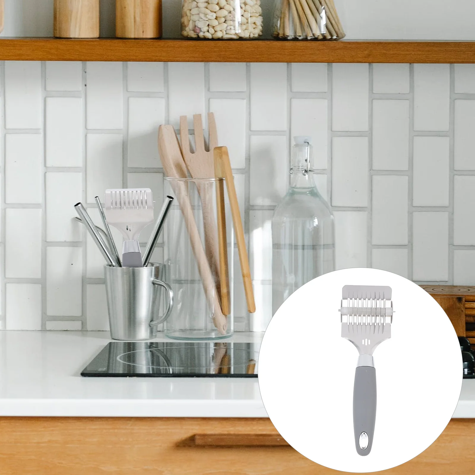 

1pc Stainless Steel Noodle Cutter Ergonomic Handle Easy Slicing Restaurant-Grade Pasta Cutting Tool Manual Slicer Multi-Wheel