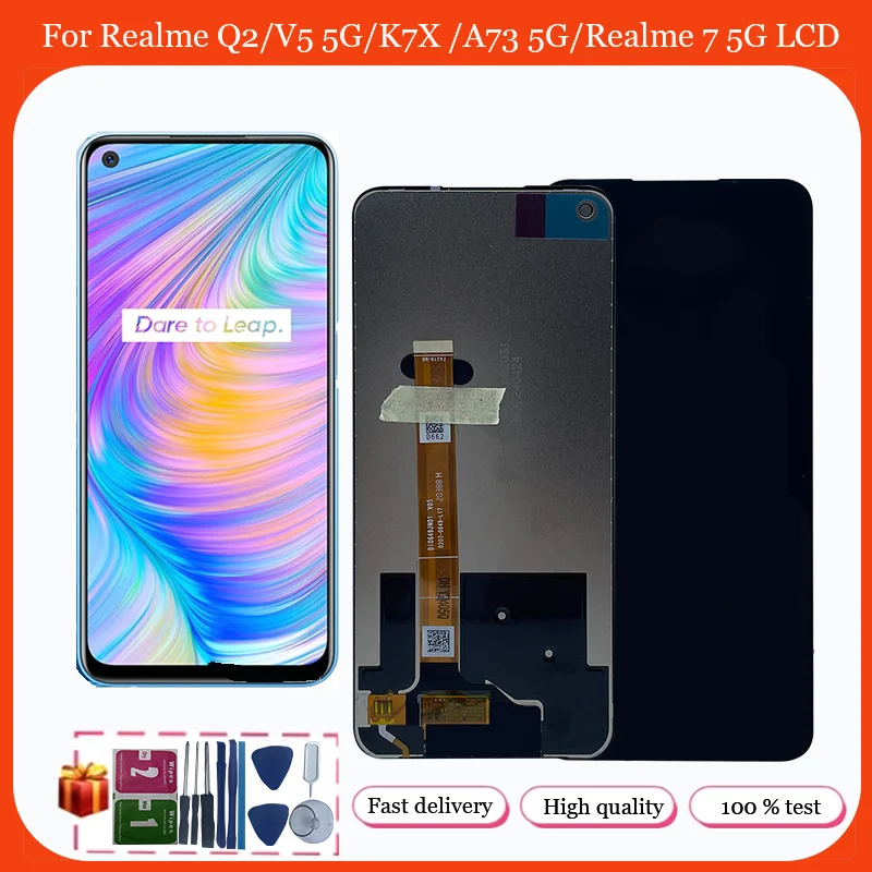 

ЖК-дисплей 6,5 дюйма для OPPO Realme Q2 / V5 5G/K7X / A73 5G, переднее стекло в сборе, замена для Realme 7 5G, ЖК-дисплей