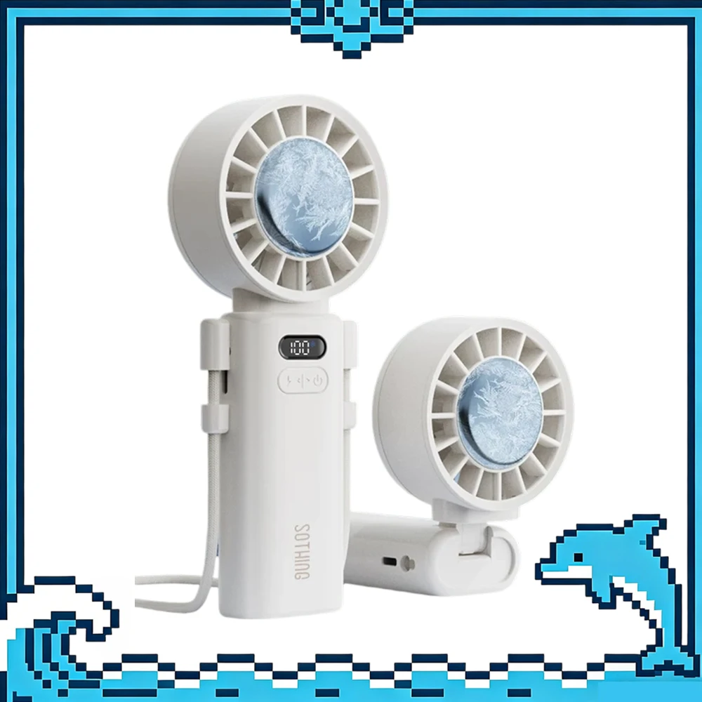 

SOTHING ICE-Z-B Handheld Small Fan 100-Gear Wind Sense Handheld Fan 19 Hours Of Strong Battery Life Low Noise And Light Weight