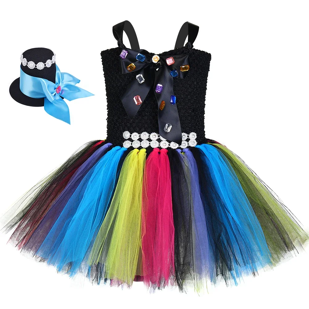 

Alice Hatter Costume Girls Fancy Tutu Dress with Hat Hairpin Children Carnival Party Dresses Halloween Costume for Kids Vestido