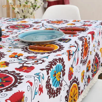 American Rural Ethnic Style Tablecloth Antifouling Rectangular Tablecloth Washable Oil Resistant Coffee Table Mat Table Cover