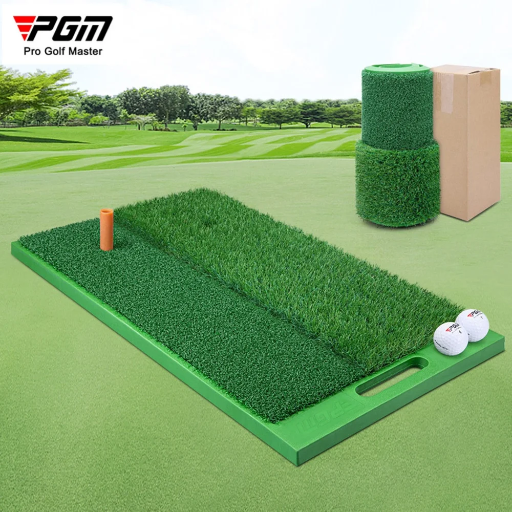 PGM Golf Double Grass Strike Pads TPE Soft Bottom Handheld Golf Practice Pads Artificial Grass Golf Swing Practice Accessories