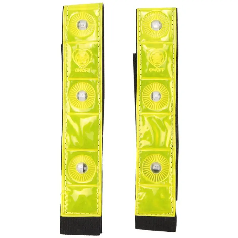 2 X Reflective Band Leg Strap Belt 4 LED Light Cycling Running Jogging-Y41A
