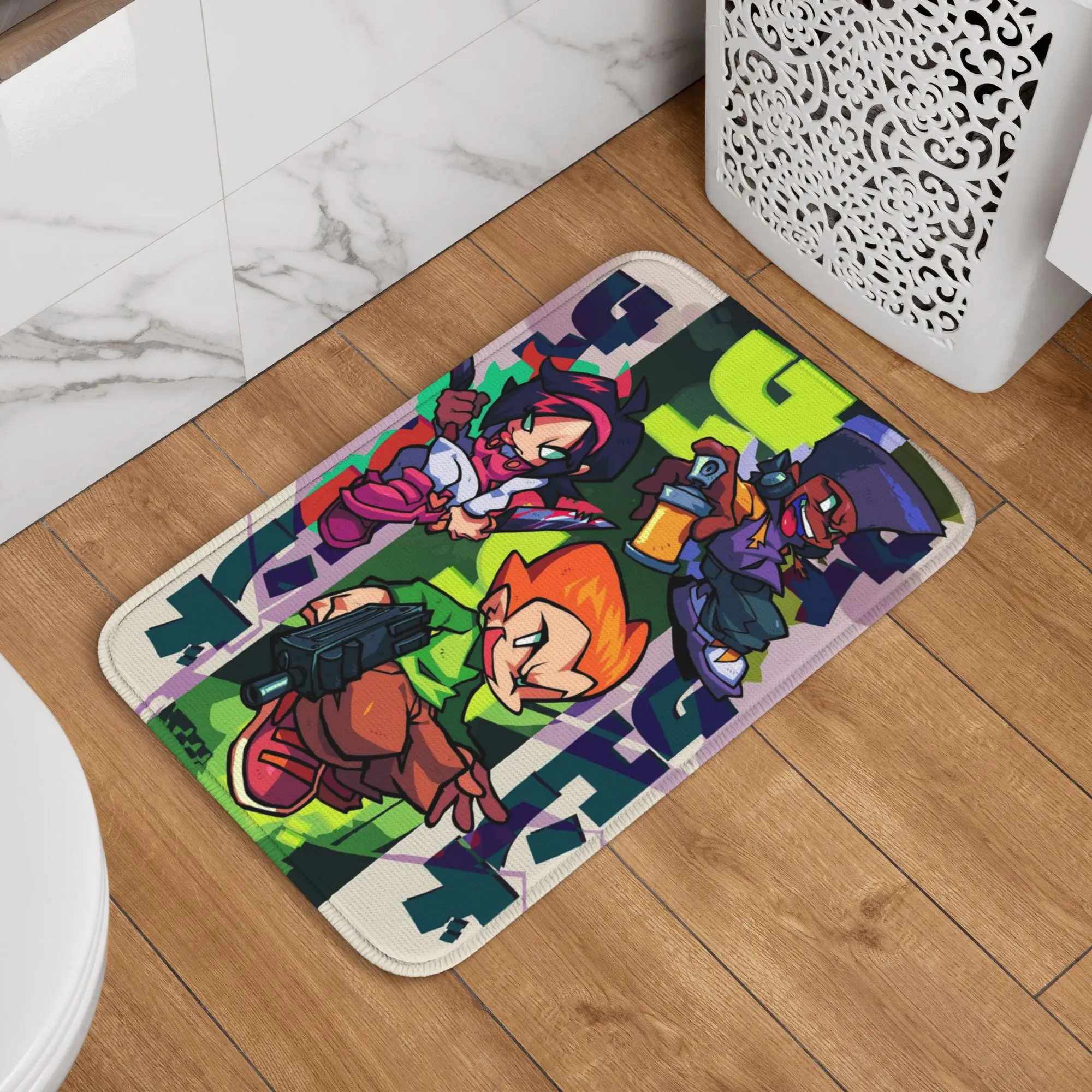 FNF Bad Time Trio Friday Night Funkin Game Doormat Cushion Carpet Rug Kitchen Entrance Home Floor Mat for Balcony Footpad Mats