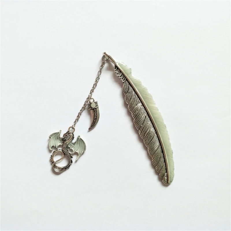 1PC Luminous Night Dragon Label Read Maker Feather Book Mark Papelaria