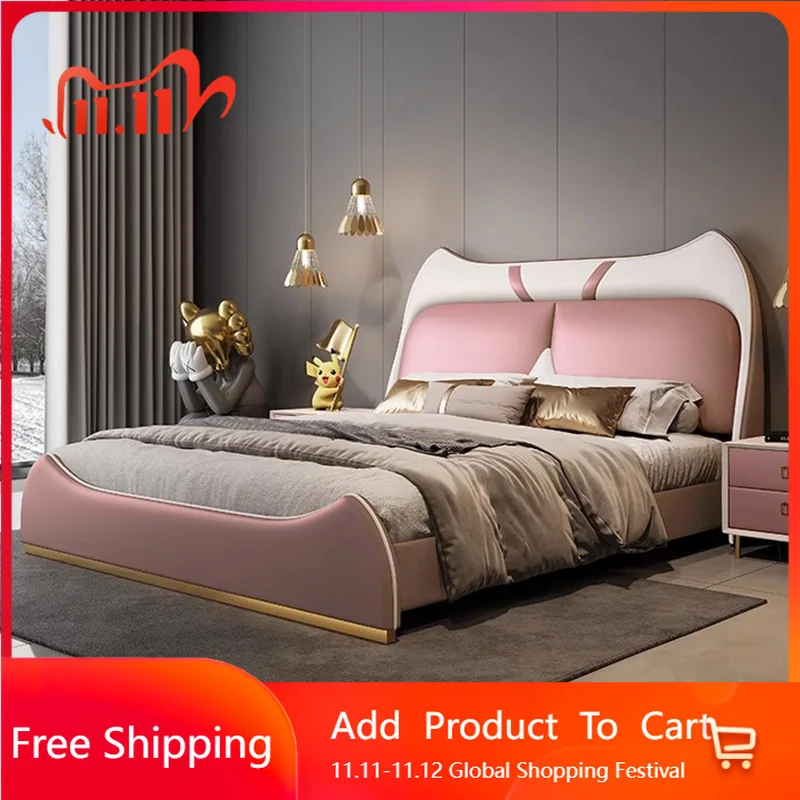 

Детская двуспальная кровать, детская деревянная дизайнерская массажная кровать для хранения, современный каркас замка, полная принцесса для сна, уникальная мебель