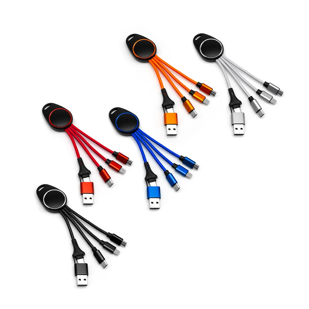 

2025 4 in 1 LED Creative Charging Cable Multi Quick Charging Cable Multi Charger Cable Aluminium Braided 3 in 1 Charging Cable