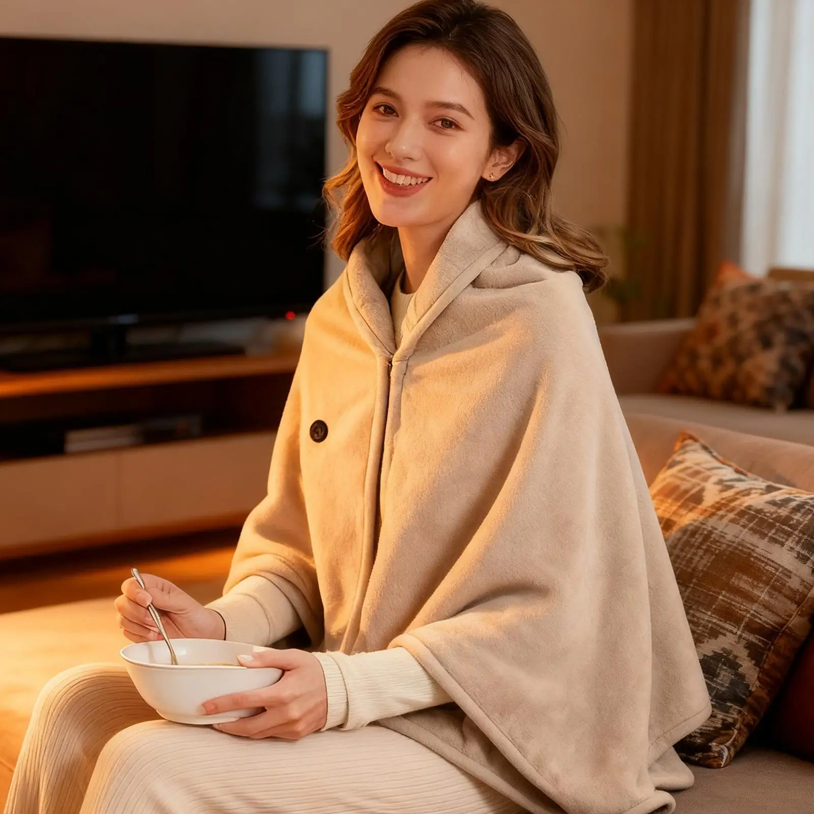 USB Powered Warmer Shawl Blanket Fast Heating Wearable Design Heating Blanket Cozy Soft USB Heating Shawl Car Use