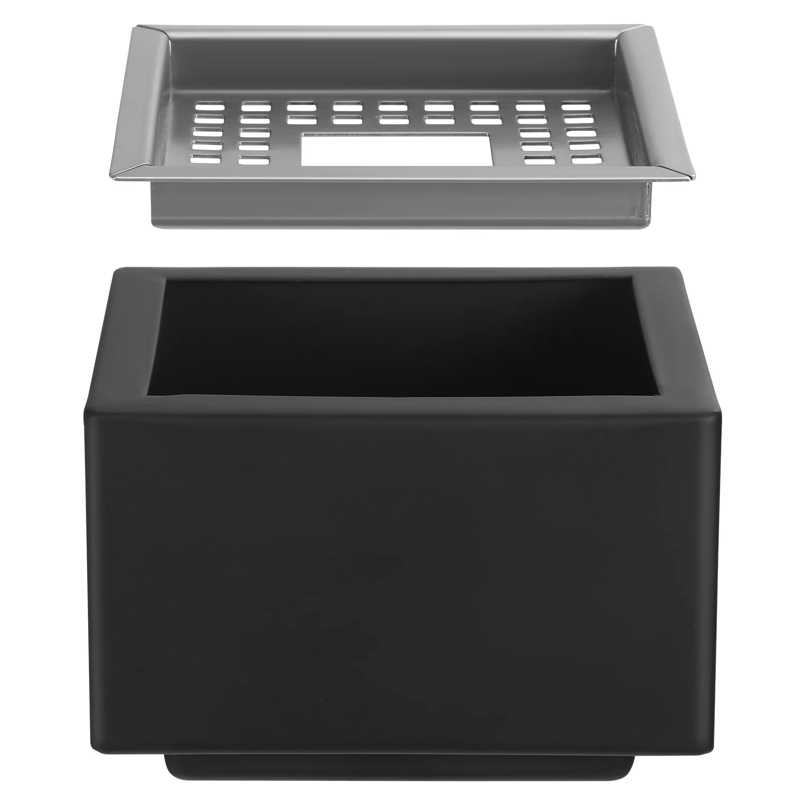 

Square Ashtray Stainless Steel Windproof Cigarette Butt Container Deep Bottom Topper Mesh Living Room Bathroom Tabletop