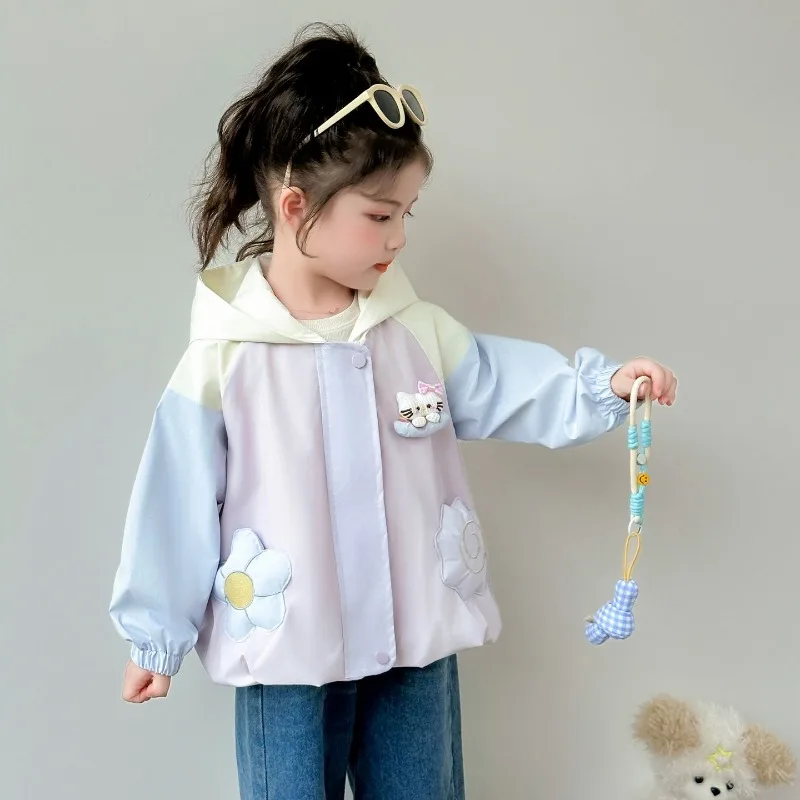 

Kawaii Hello Kitty Sanrio Student Cute Warm Long Sleeve Jacket Children Comfortable Sportswear Dust Coat Blouse Gift for Kids