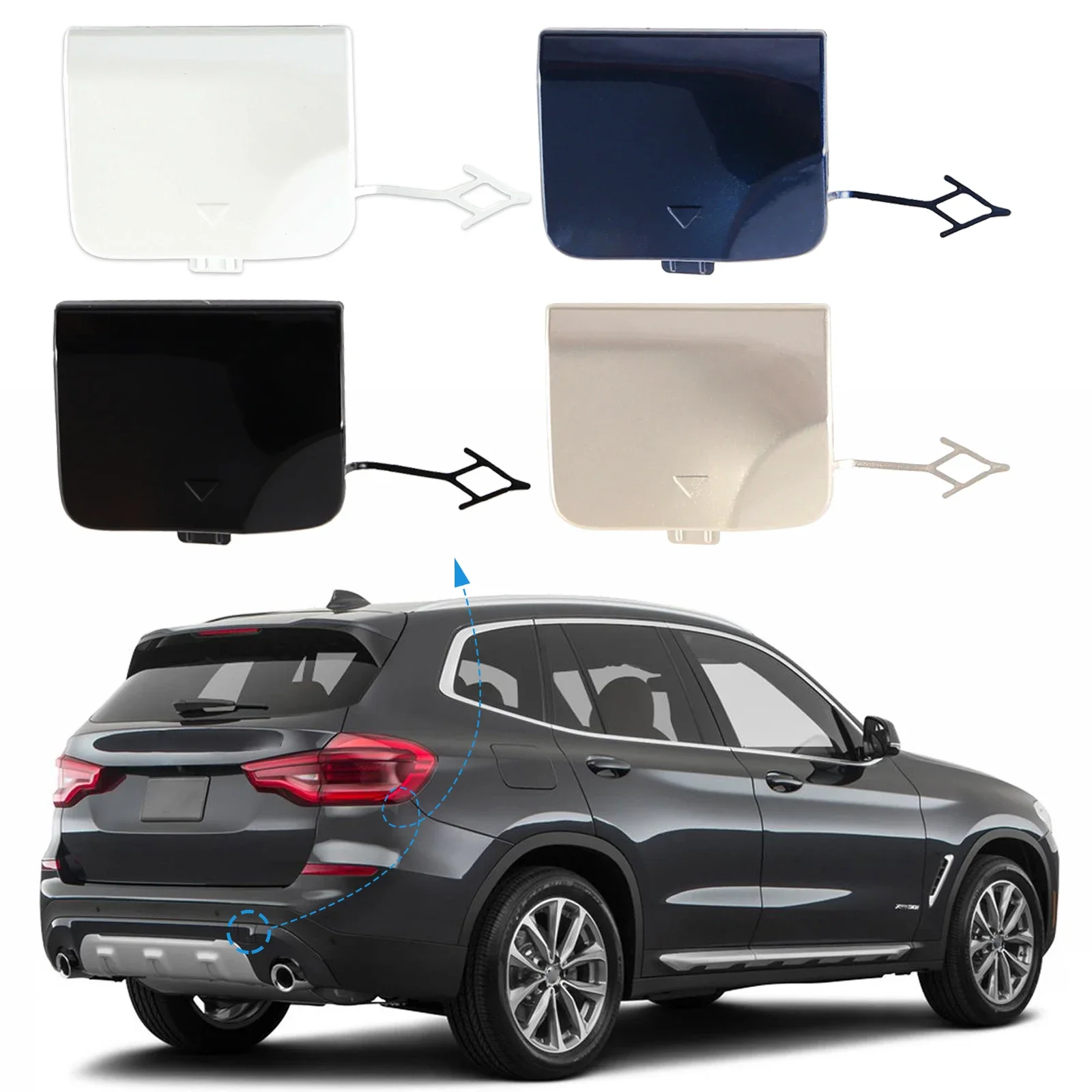 

Rear Bumper Tow Hook Cover Cap Towing Eye For BMW X3 G01 G08 2018 2019 2020 Accessories 51127498525 Right Passenger Side