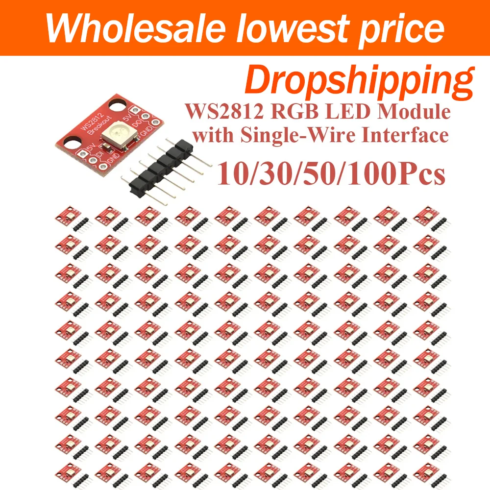 10~100Pcs WS2812 Full Color Light Module Single Wire Interface RGB Light Emitting Diode Compatible  STM32 ARM Microcontroller
