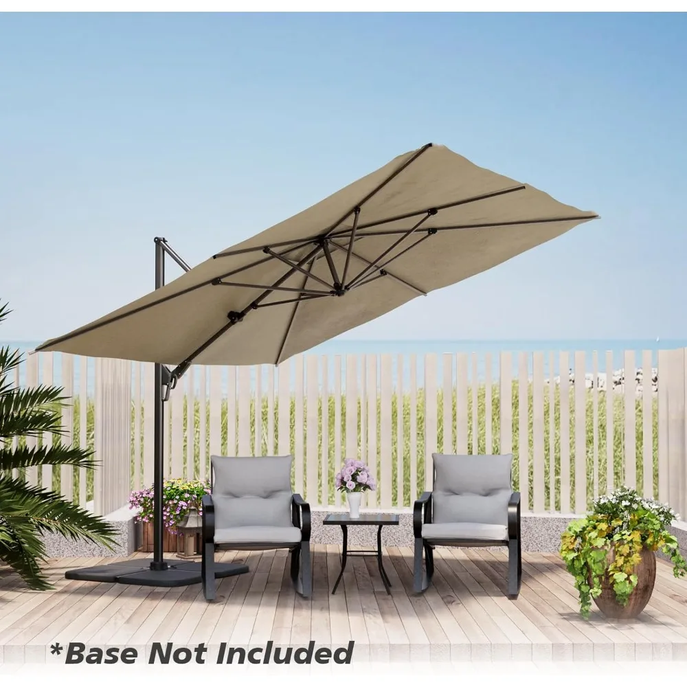 9'x12'Cantilever Patio Umbrella 360°Rotation Rectangular Outdoor Umbrella, Double Top Large Offset Sun Shade Umbrella