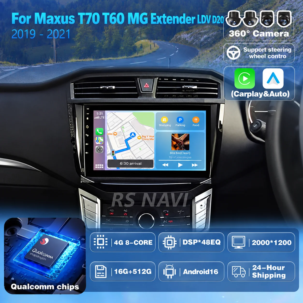 Plug and Play Android 16 Carplay Car Radio For Maxus T70 T60 MG Extender LDV D20 2019-2021 Navigation 2K Video Player Multimedia