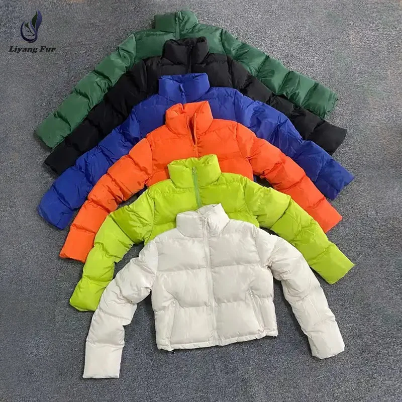 Wholesale Women Jackets New Design Blank Puffer Cotton Padded Jacket Puffy Short Crop Bubble Coat