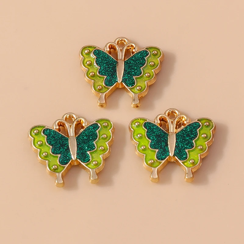 20 Stück 17x17mm Niedliche Bunte Emaille Fliegende Schmetterling-Anhänger für Ohrringe, Halsketten, DIY-Handwerk, Schmuckzubehör – Detail 4